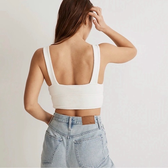 | madewell • textured cutout knot front cropped tank top • large | - Picture 5 of 15